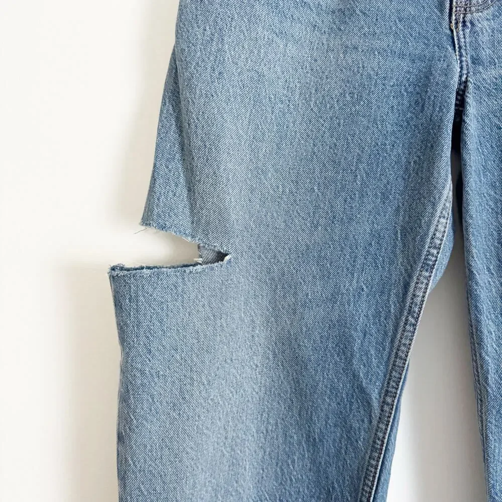 ABERCROMBIE The Loose High Rise Curve Love Jeans Slashed 25 Short - Picture 7 of 13